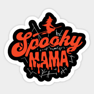 Cute Halloween Spooky Mama Orange and Black Halloween Witch Mom Sticker